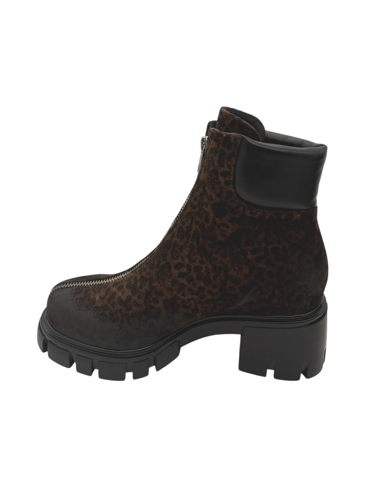 Stivaletto donna Fru.it 1000 in pelle leopardata testa moro