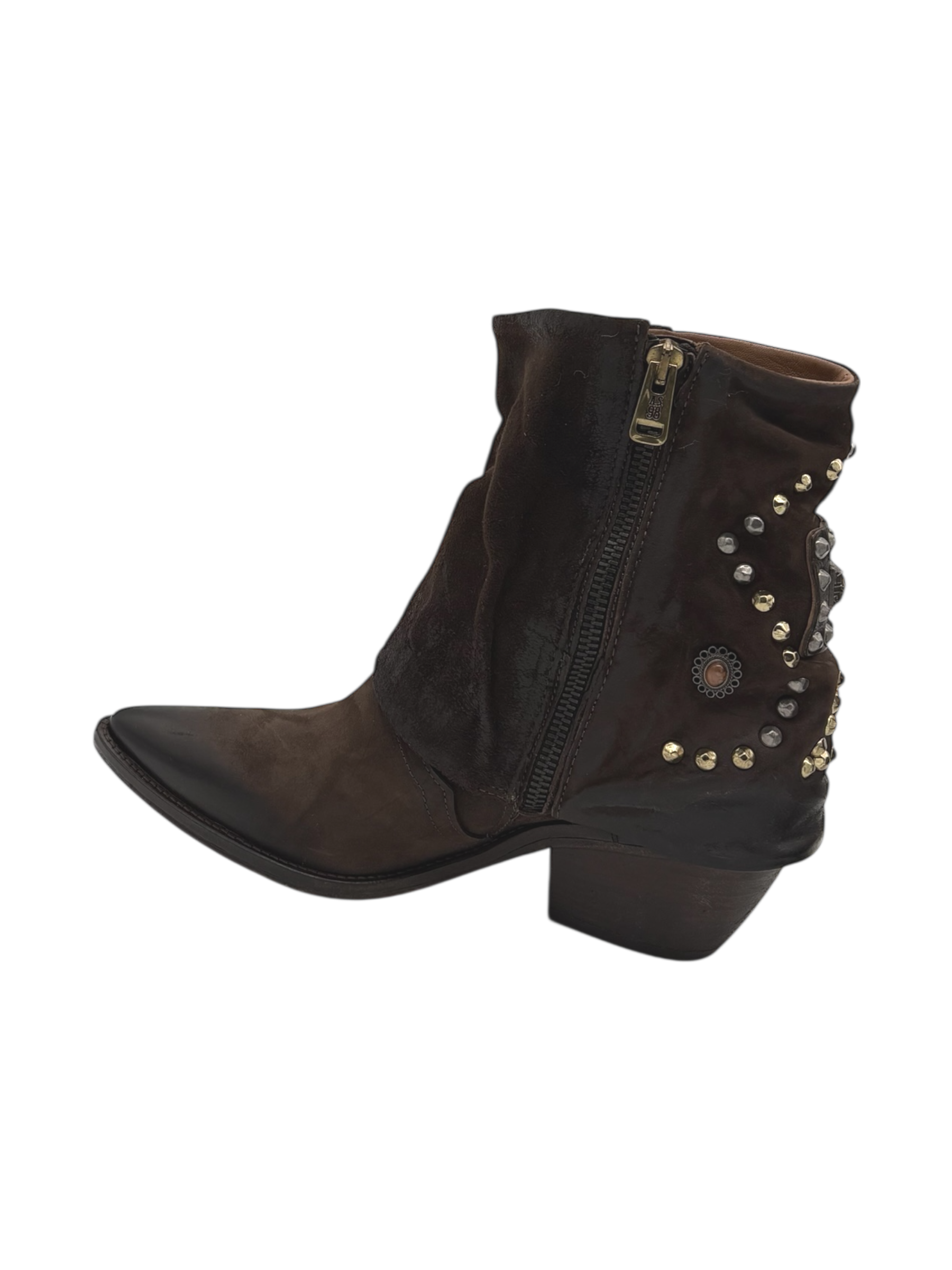 Stivaletto texano pelle donna AS98 Ebano - B84216 -