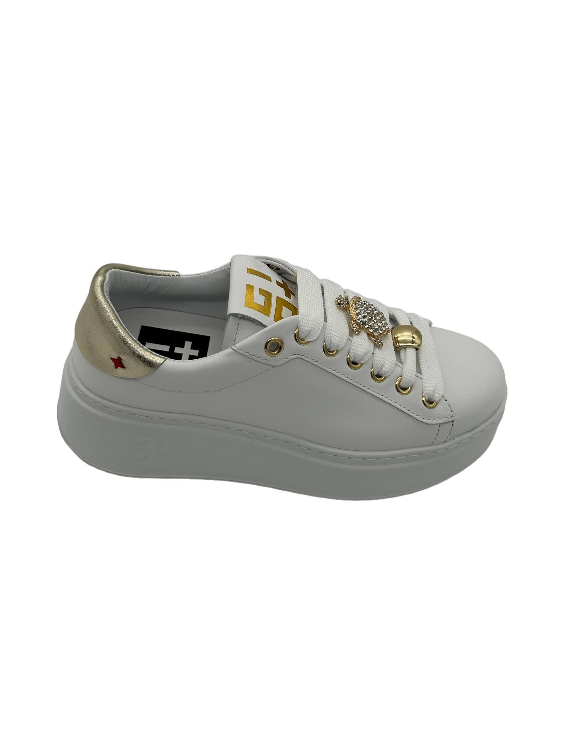 Sneaker pelle donna GIO+ Combi Bianco Tarta Granchio - PIA 148A -