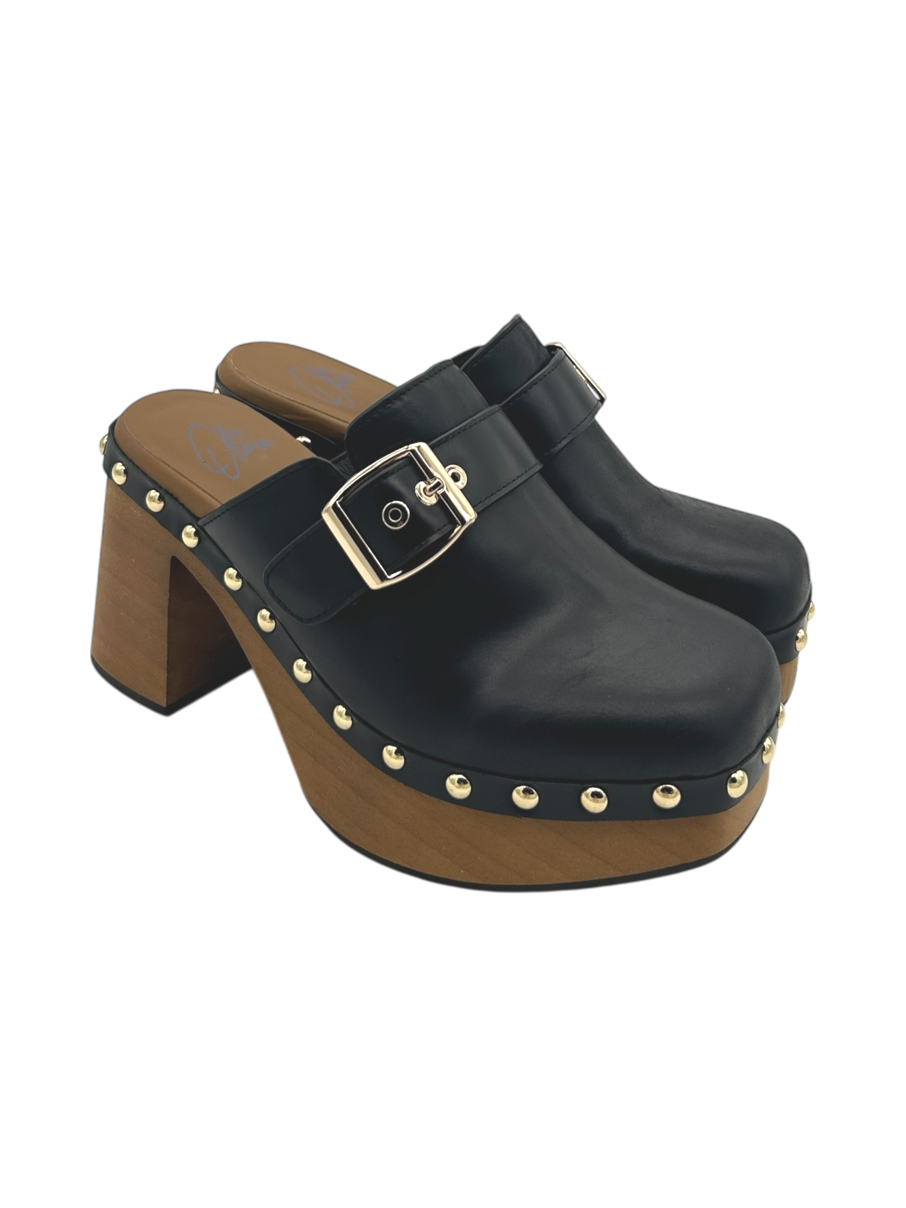 Zoccolo pelle donna Miss Olivia Nero - Eva A-