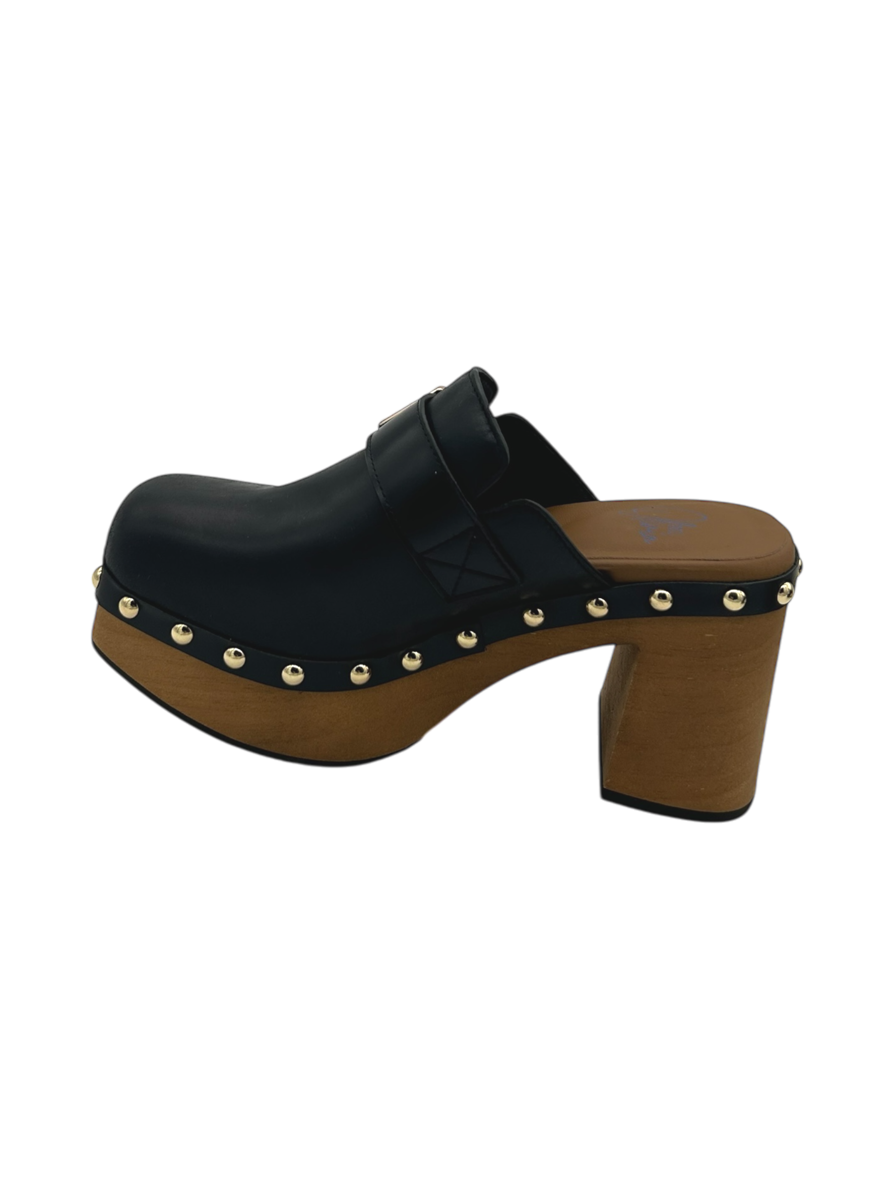 Zoccolo pelle donna Miss Olivia Nero - Eva A-