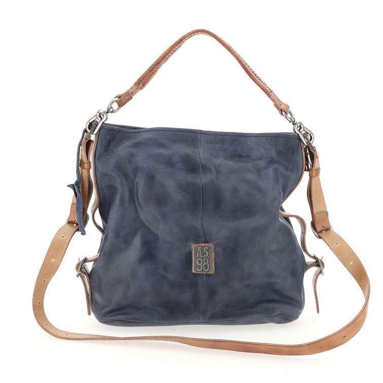 Borsa in pelle donna AS98 200599 Blu Avio