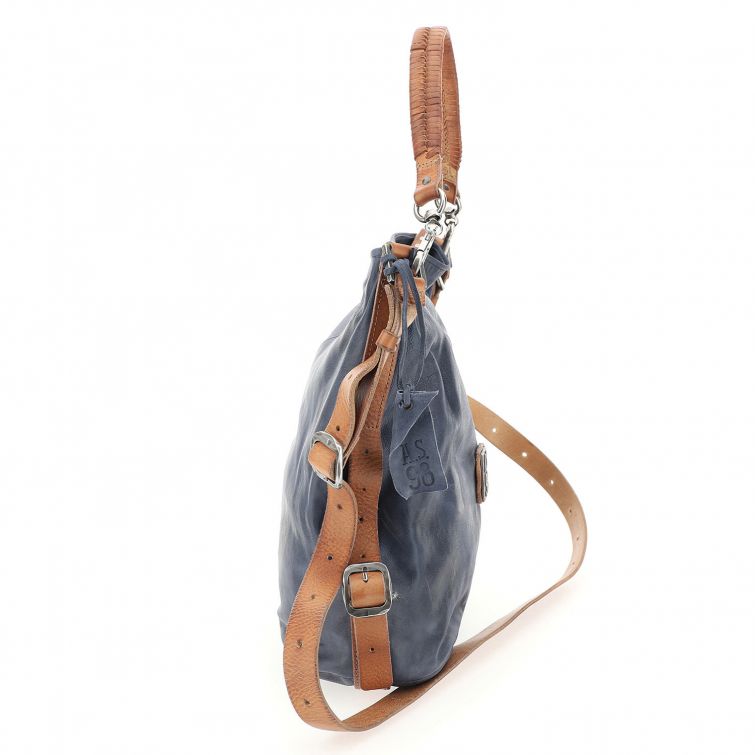 Borsa in pelle donna AS98 200599 Blu Avio