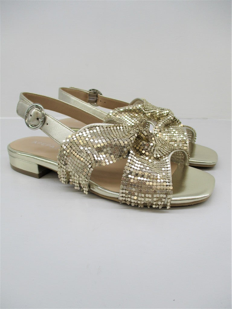 Sandalo pelle donna Apepazza Cloe Platino