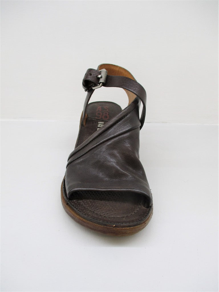 SANDALO PELLE DONNA AS98 690022 FONDENTE