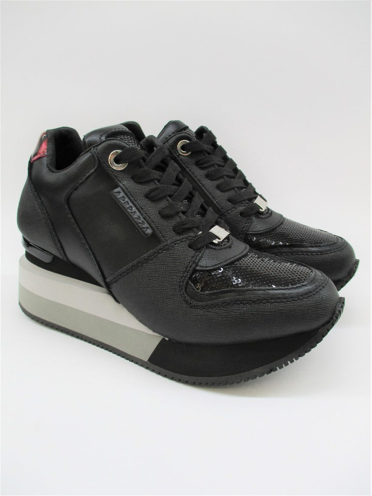 Sneaker pelle donna APEPAZZA HEIDI nero