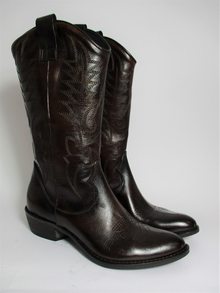 Stivale texano pelle donna NICHE 2046 testa di moro
