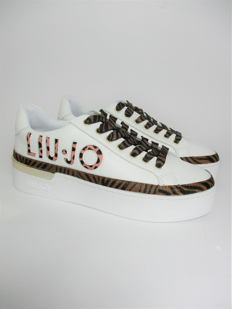 Sneaker pelle donna LIU JO Silvia 22 bianca animalier
