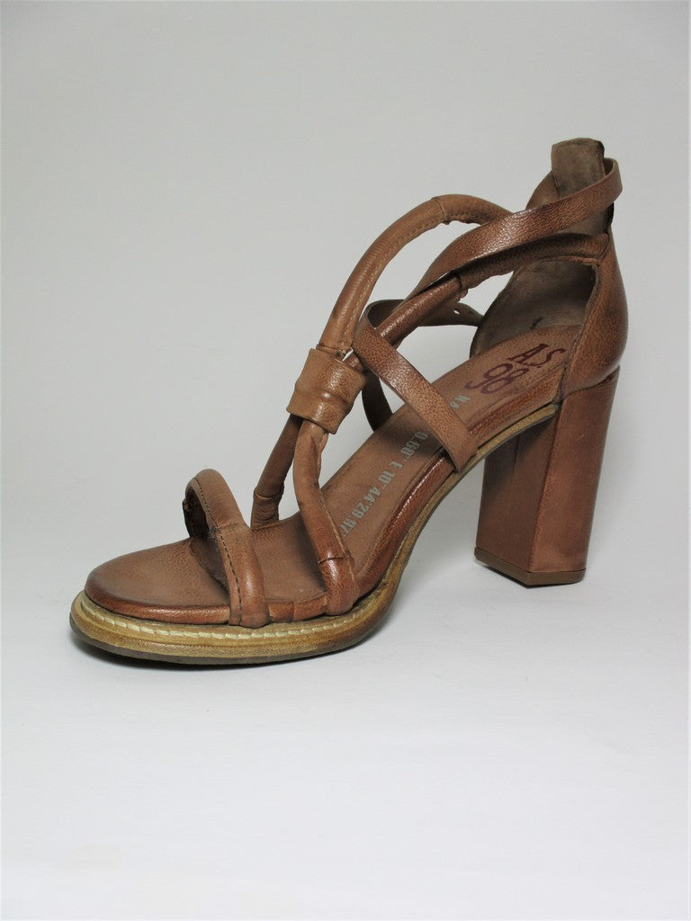 Sandalo pelle donna AS98 589033 Cuoio