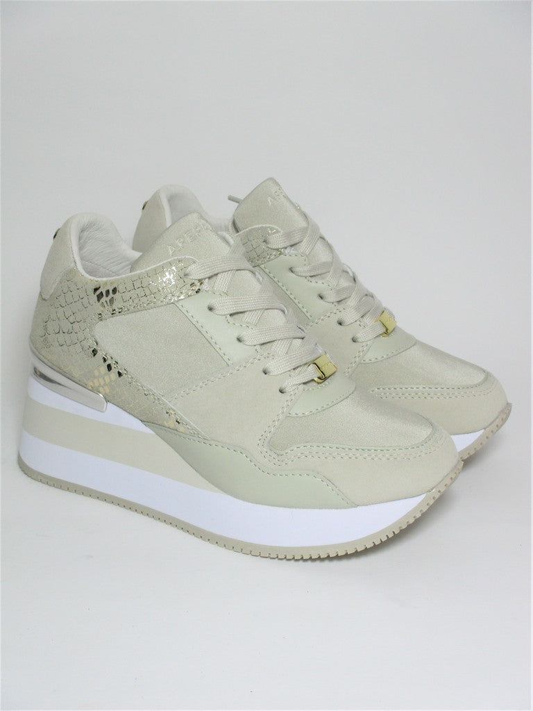 Sneaker pelle donna APEPAZZA HEDY taupe