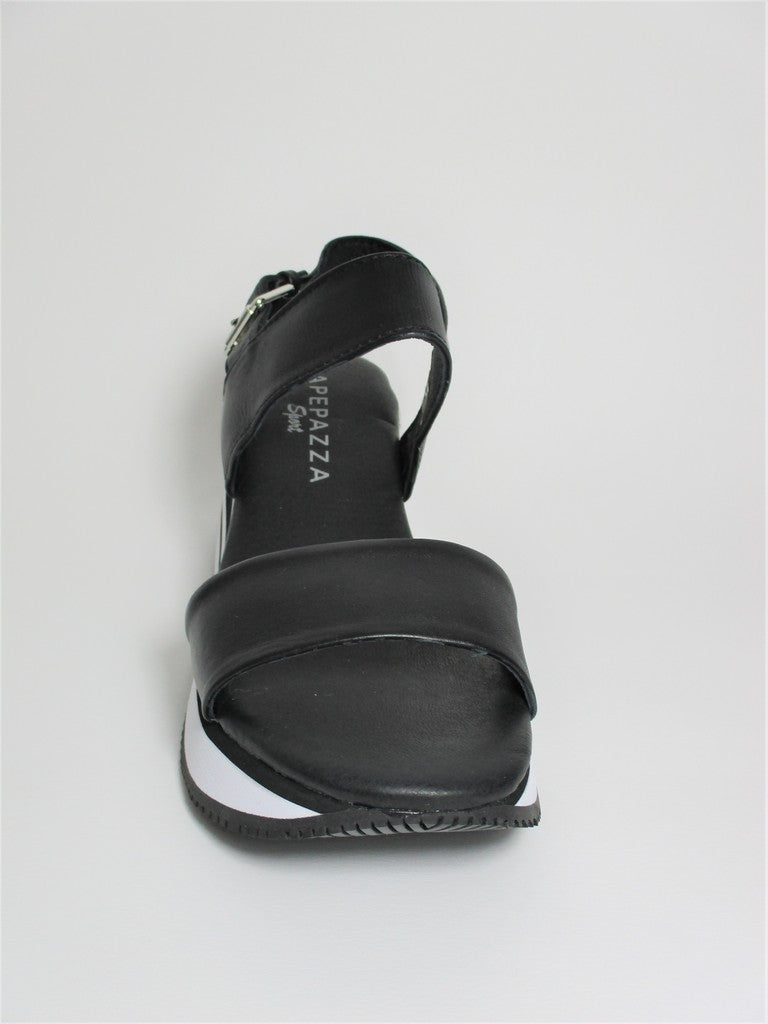 Sandalo pelle donna Apepazza HONOR nero