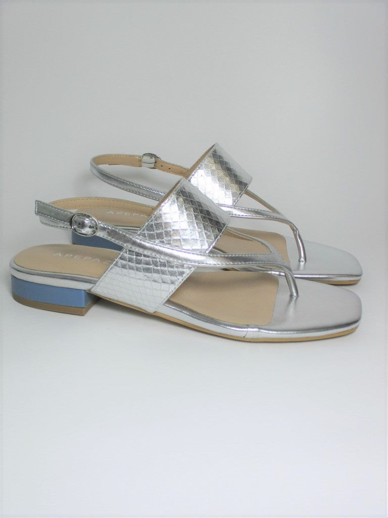 Sandalo pelle donna Apepazza PEGGY argento