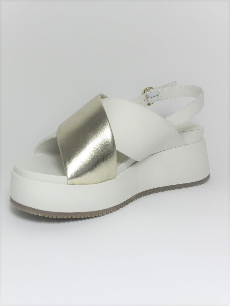 Sandalo pelle donna Apepazza Zosia Bianco/Platino