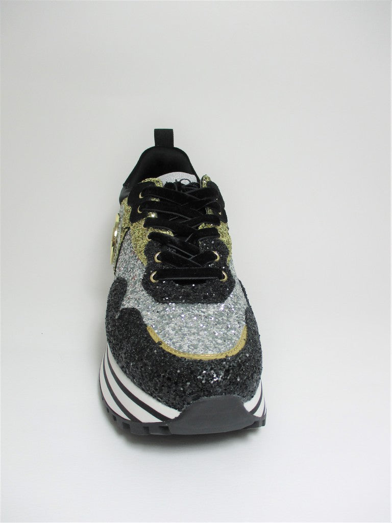 Sneaker pelle donna LIU JO Maxi Wonder 1 Nera/Oro/Argento