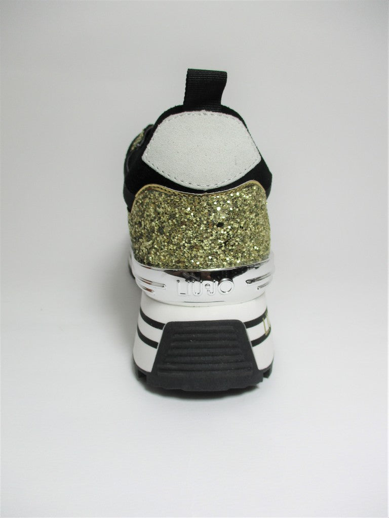 Sneaker pelle donna LIU JO Maxi Wonder 1 Nera/Oro/Argento