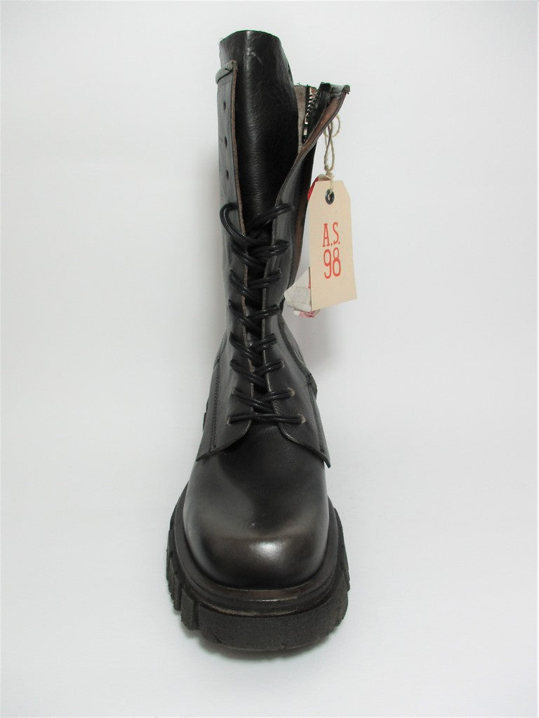 Anfibio pelle donna AS98 A54201 Nero Smoke