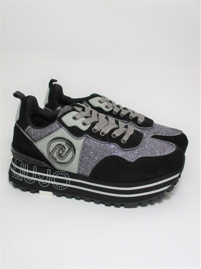 Sneaker pelle donna LIU JO Maxi Wonder 24 Nera/Argento