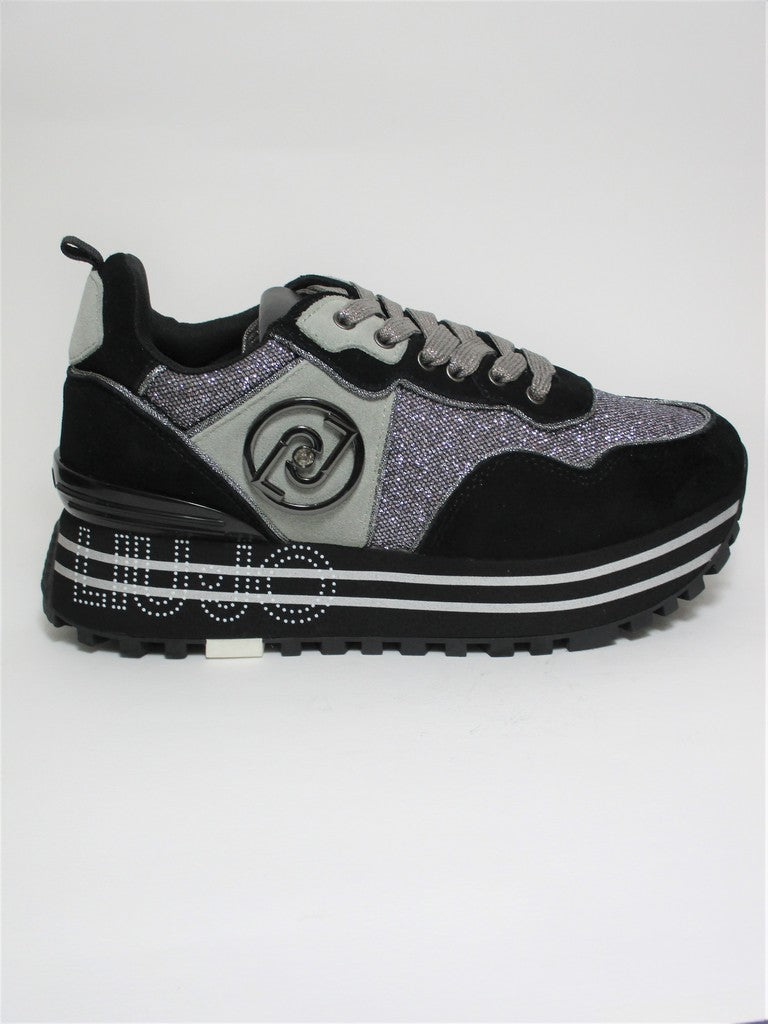 Sneaker pelle donna LIU JO Maxi Wonder 24 Nera/Argento