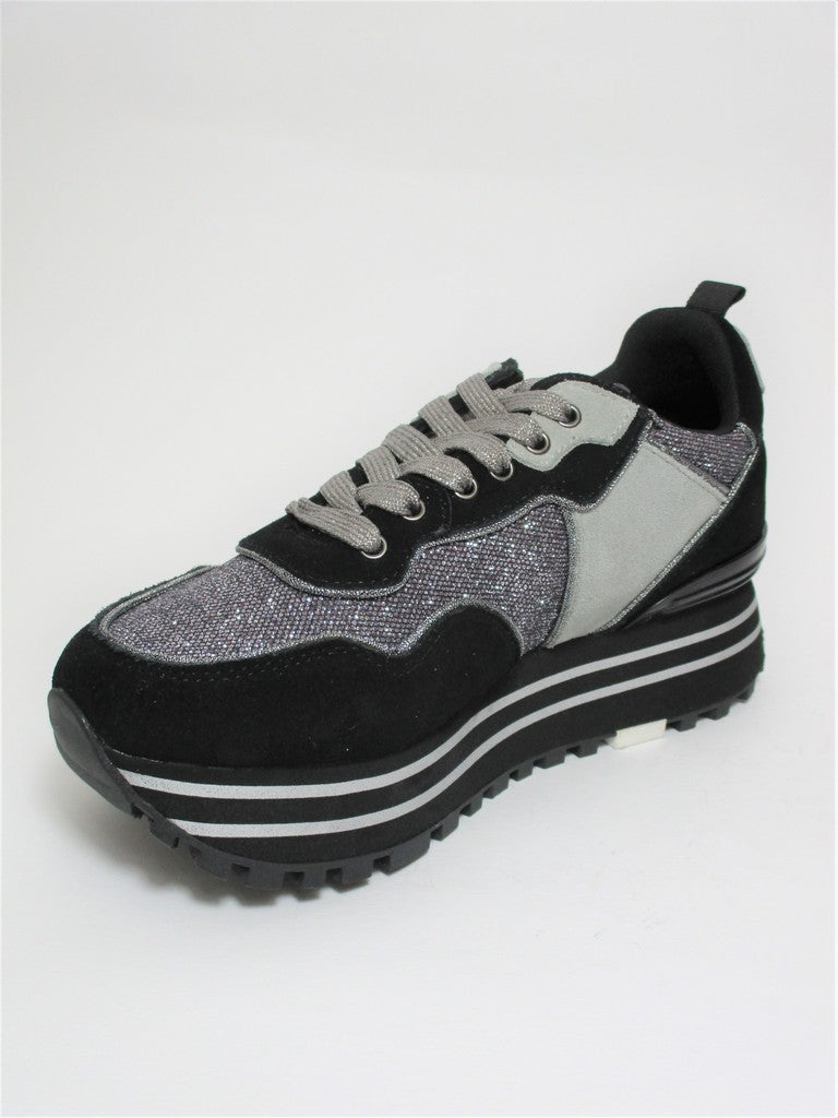 Sneaker pelle donna LIU JO Maxi Wonder 24 Nera/Argento