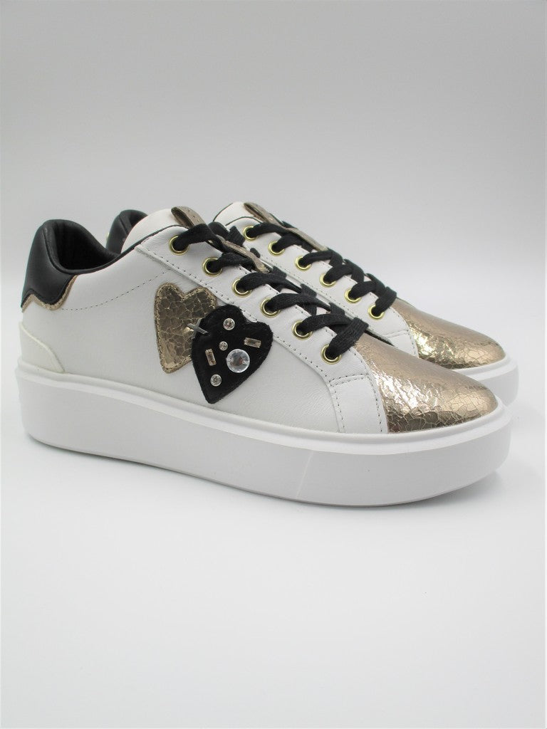 Sneaker donna APEPAZZA PEACE bianca/oro