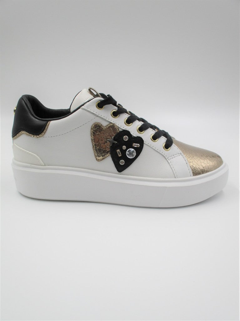 Sneaker donna APEPAZZA PEACE bianca/oro