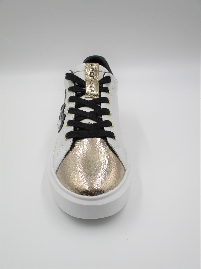 Sneaker donna APEPAZZA PEACE bianca/oro