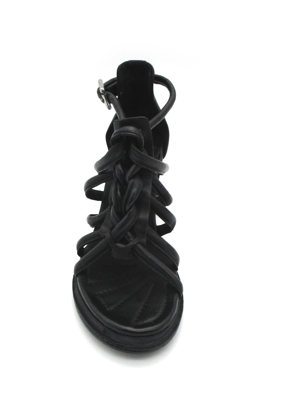 Sandalo tacco in pelle donna As98 A85002 Nero