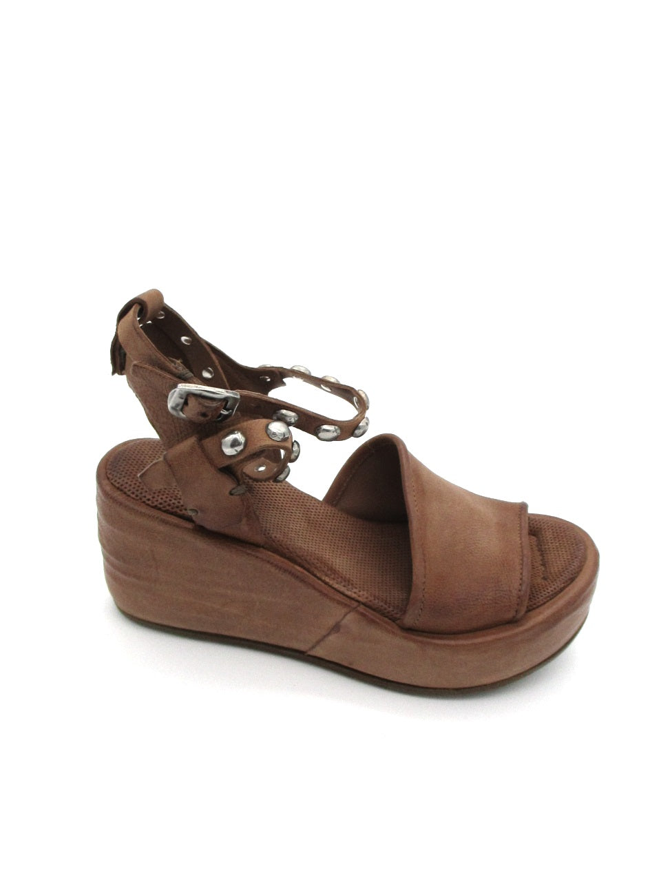 Sandalo zeppa in pelle donna As98 A76002 Calvados