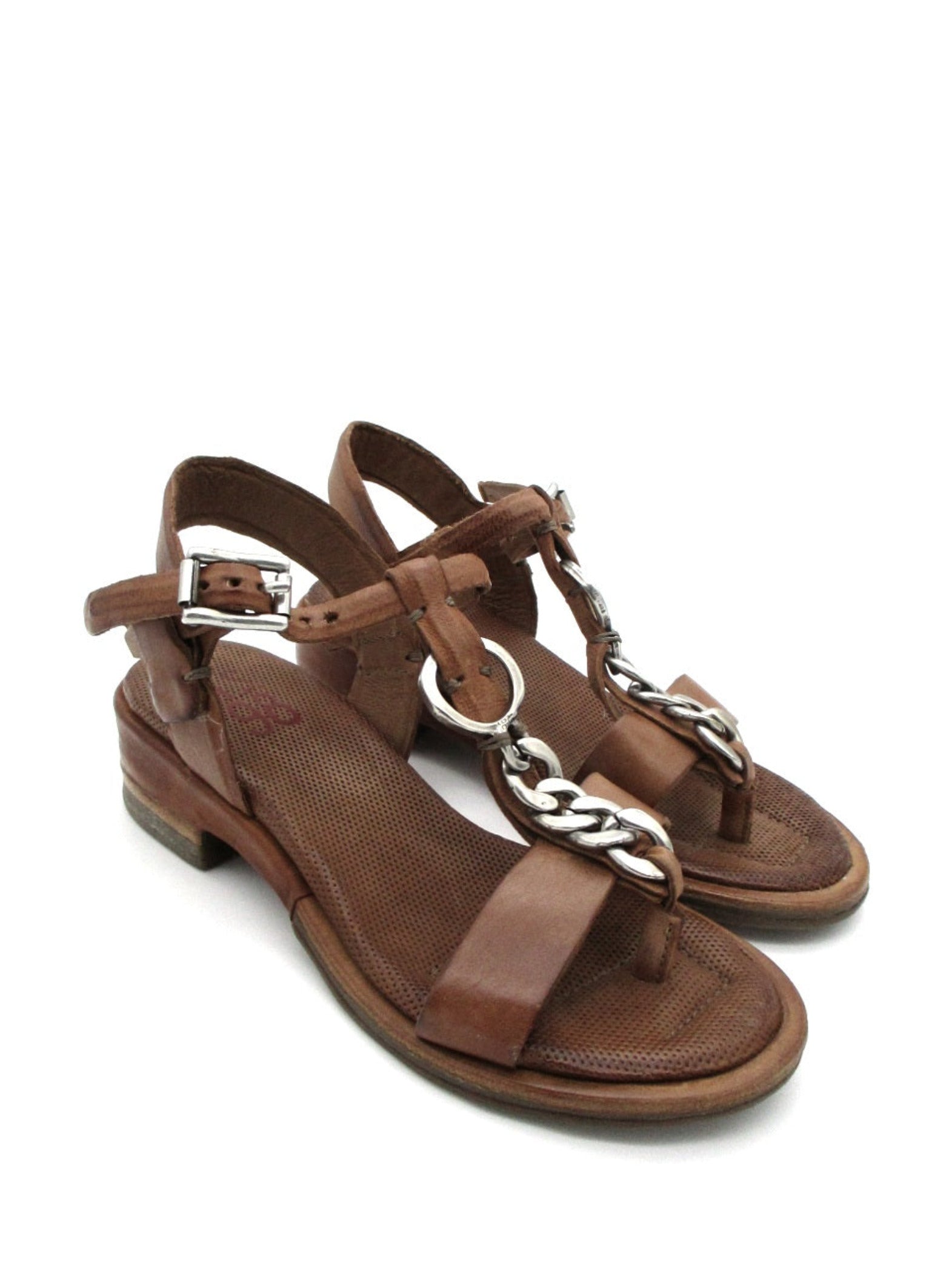 Sandalo tacco in pelle donna As98 A70007 Calvados