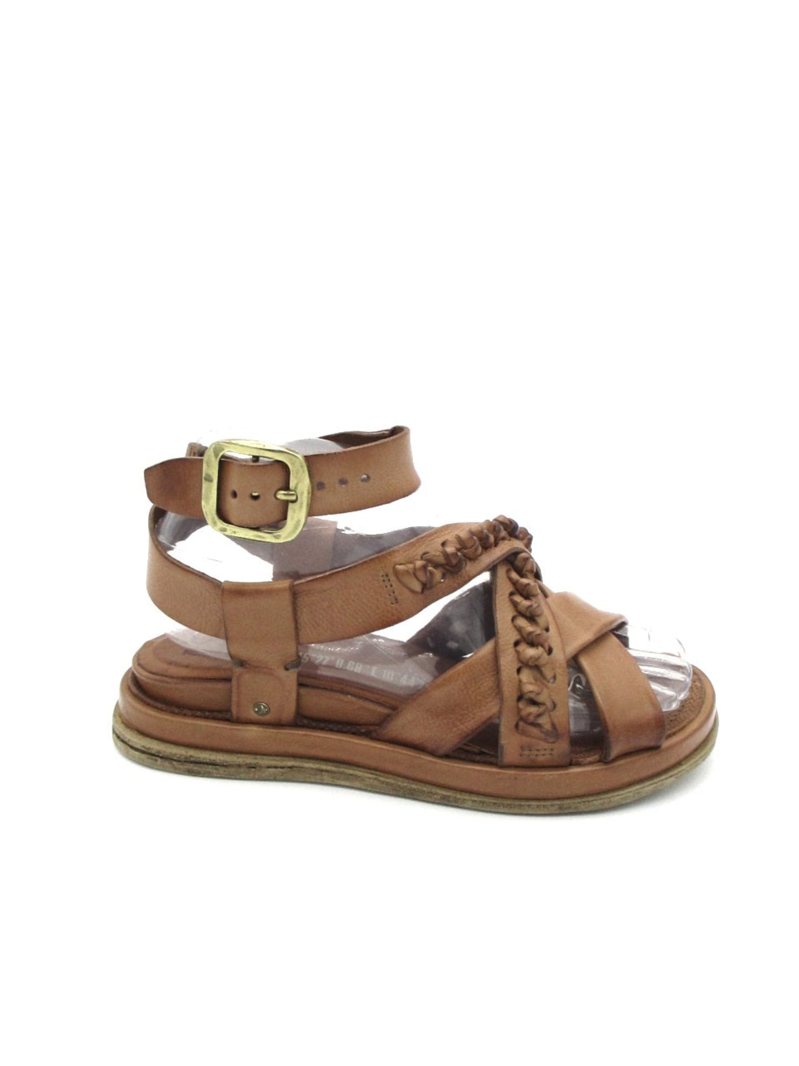 Sandalo zeppa in pelle donna As98 A65003 Camel