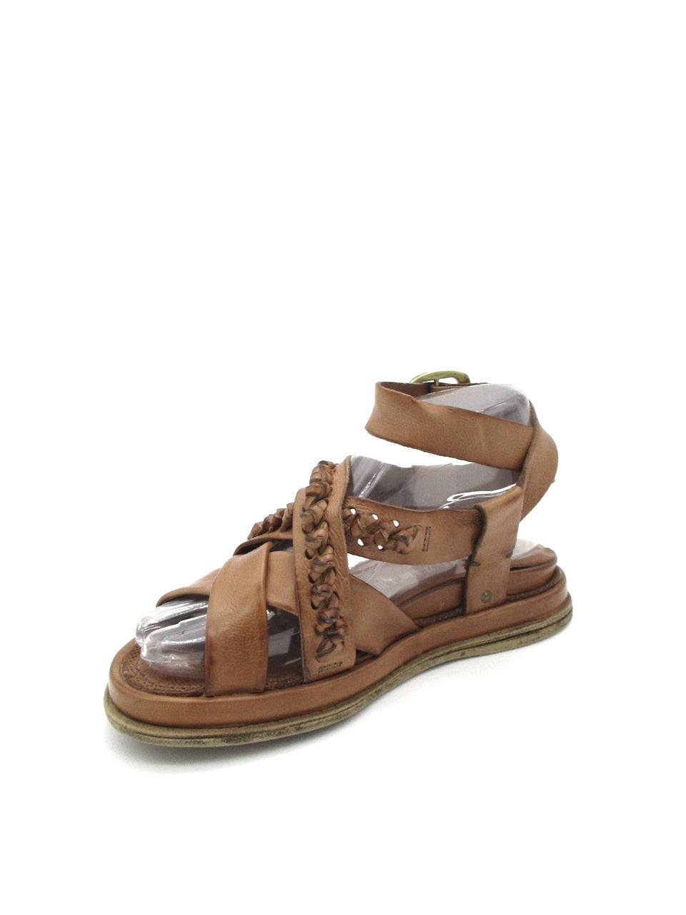 Sandalo zeppa in pelle donna As98 A65003 Camel