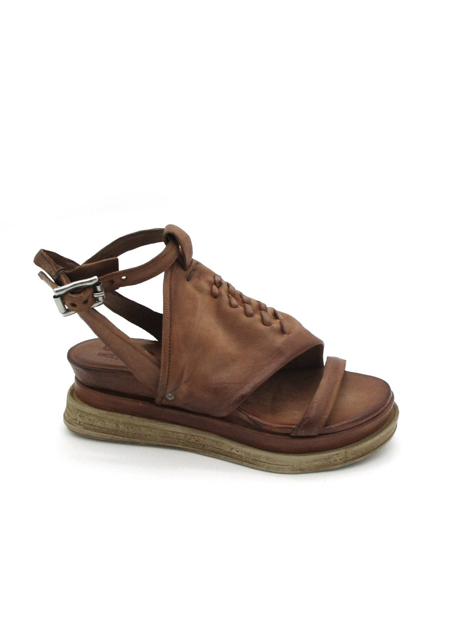 Sandalo zeppa in pelle donna As98 A15021 Calvados