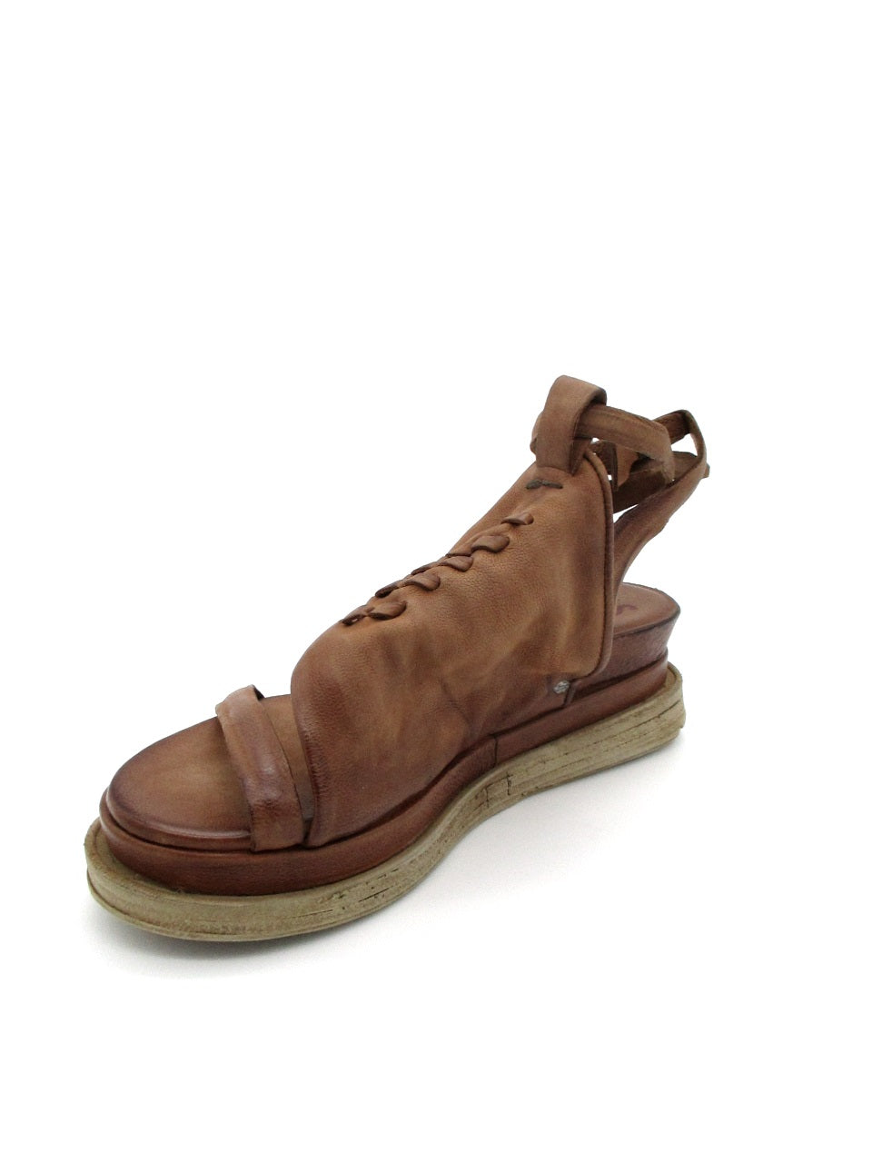 Sandalo zeppa in pelle donna As98 A15021 Calvados