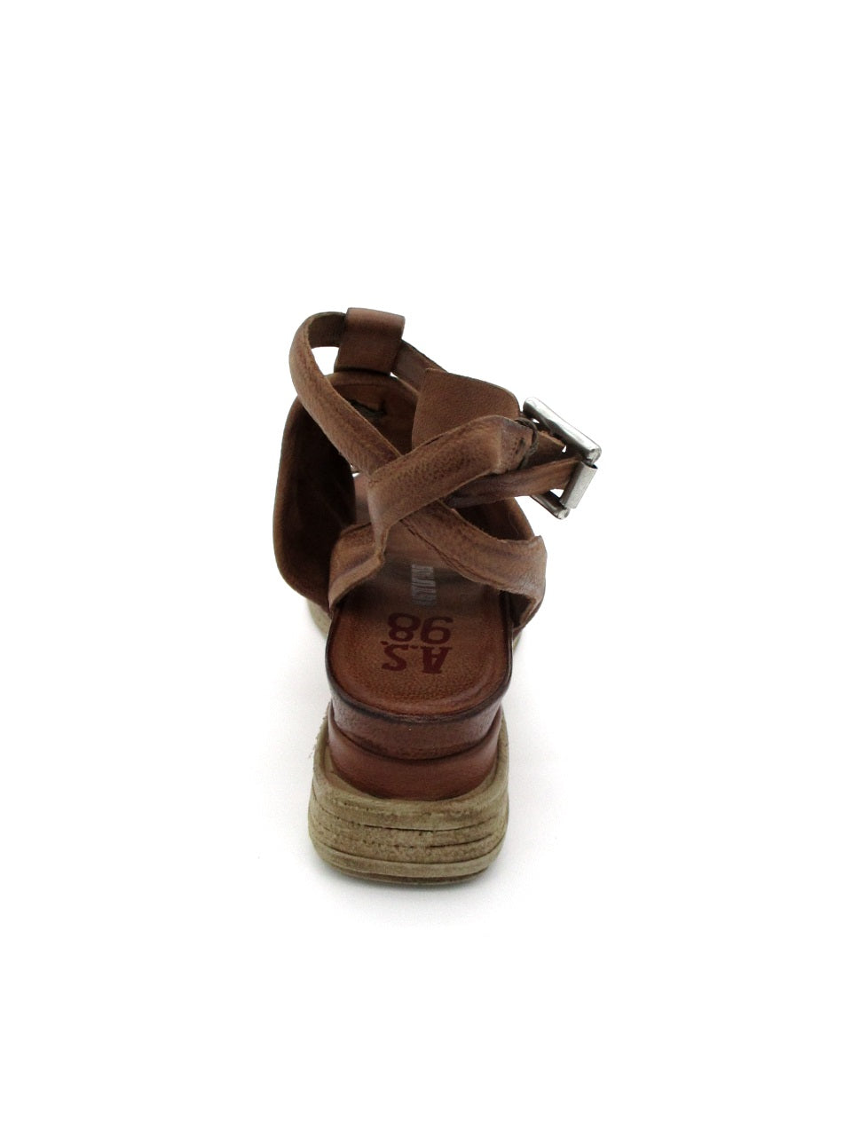 Sandalo zeppa in pelle donna As98 A15021 Calvados