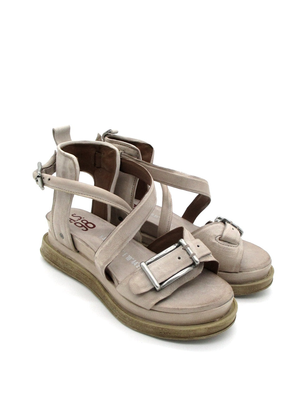 Sandalo zeppa in pelle donna As98 A15024 Dust