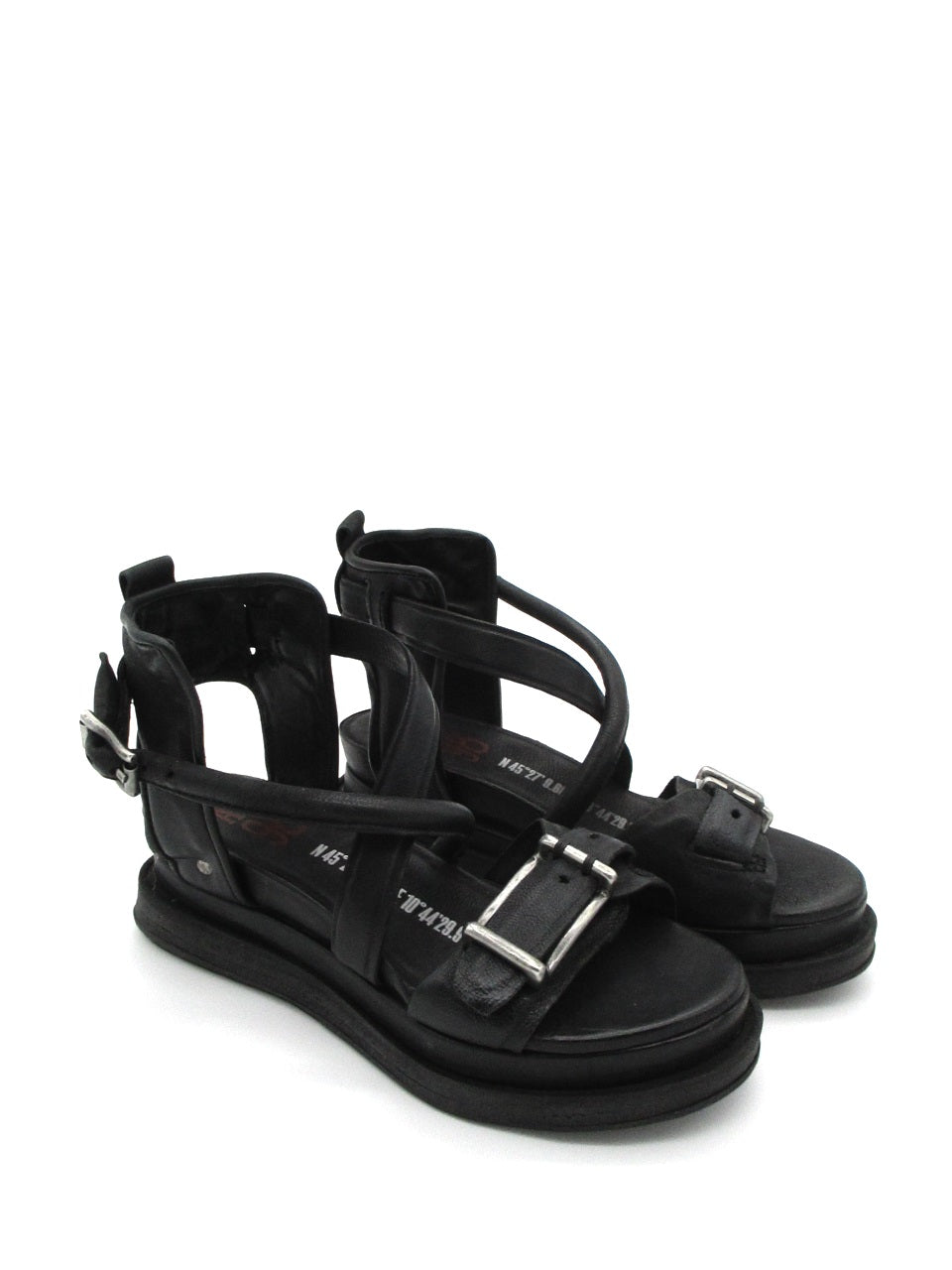 Sandalo zeppa in pelle donna As98 A15024 Black