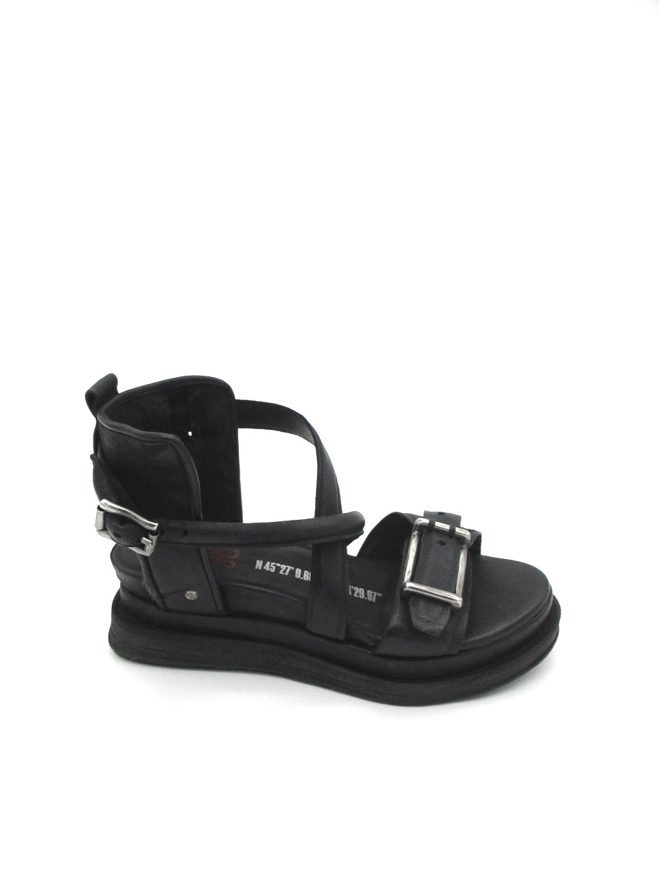 Sandalo zeppa in pelle donna As98 A15024 Black