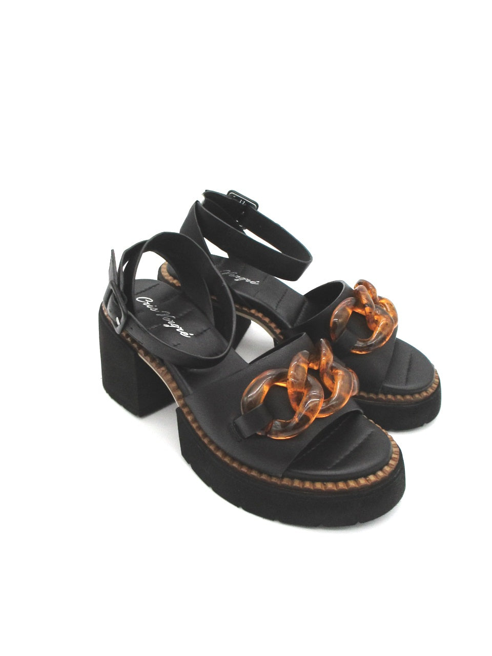 Sandalo pelle EQ0303X Cris Vergrè Nero