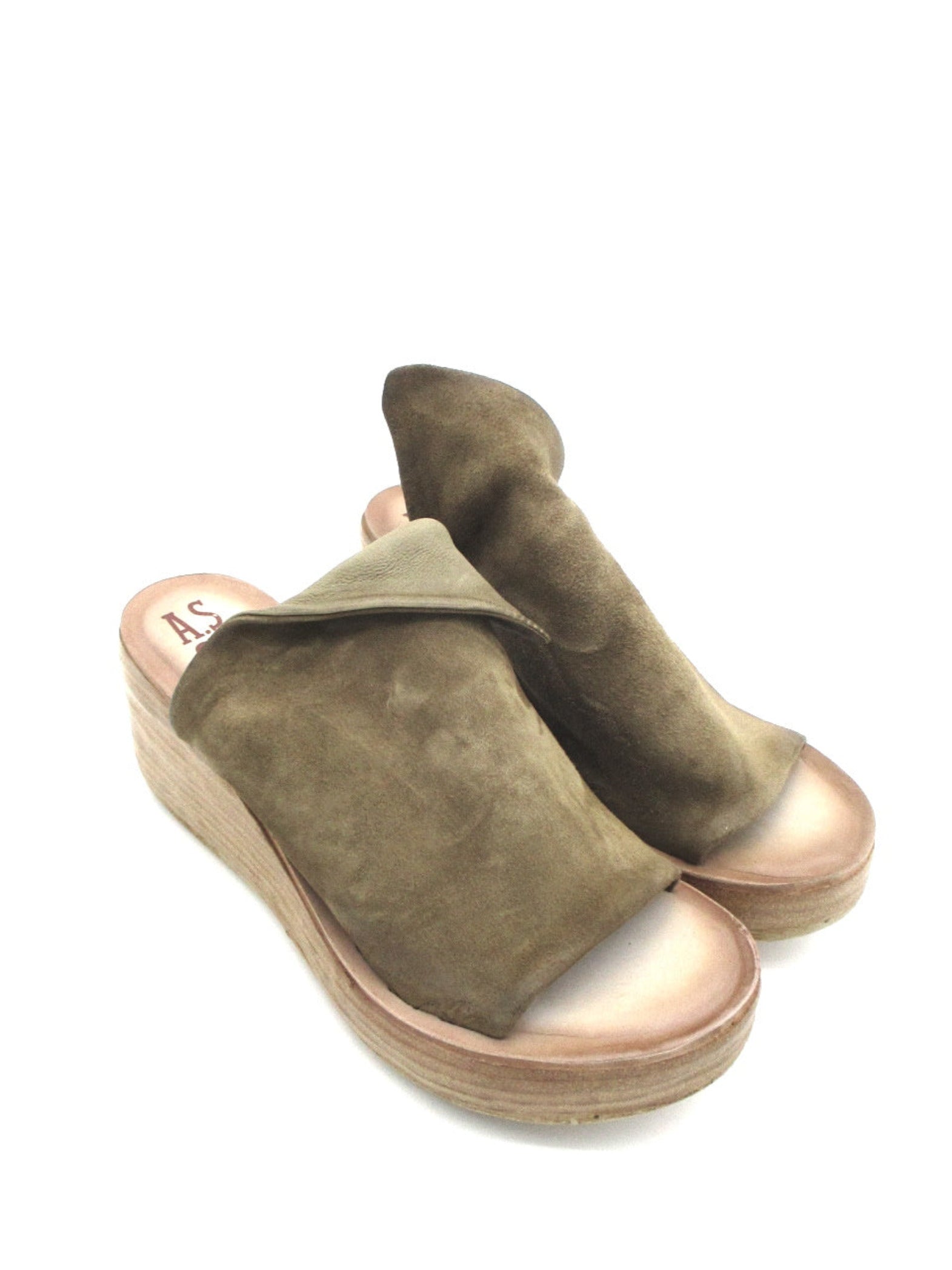 Ciabatta zeppa in pelle donna As98 528060 Africa