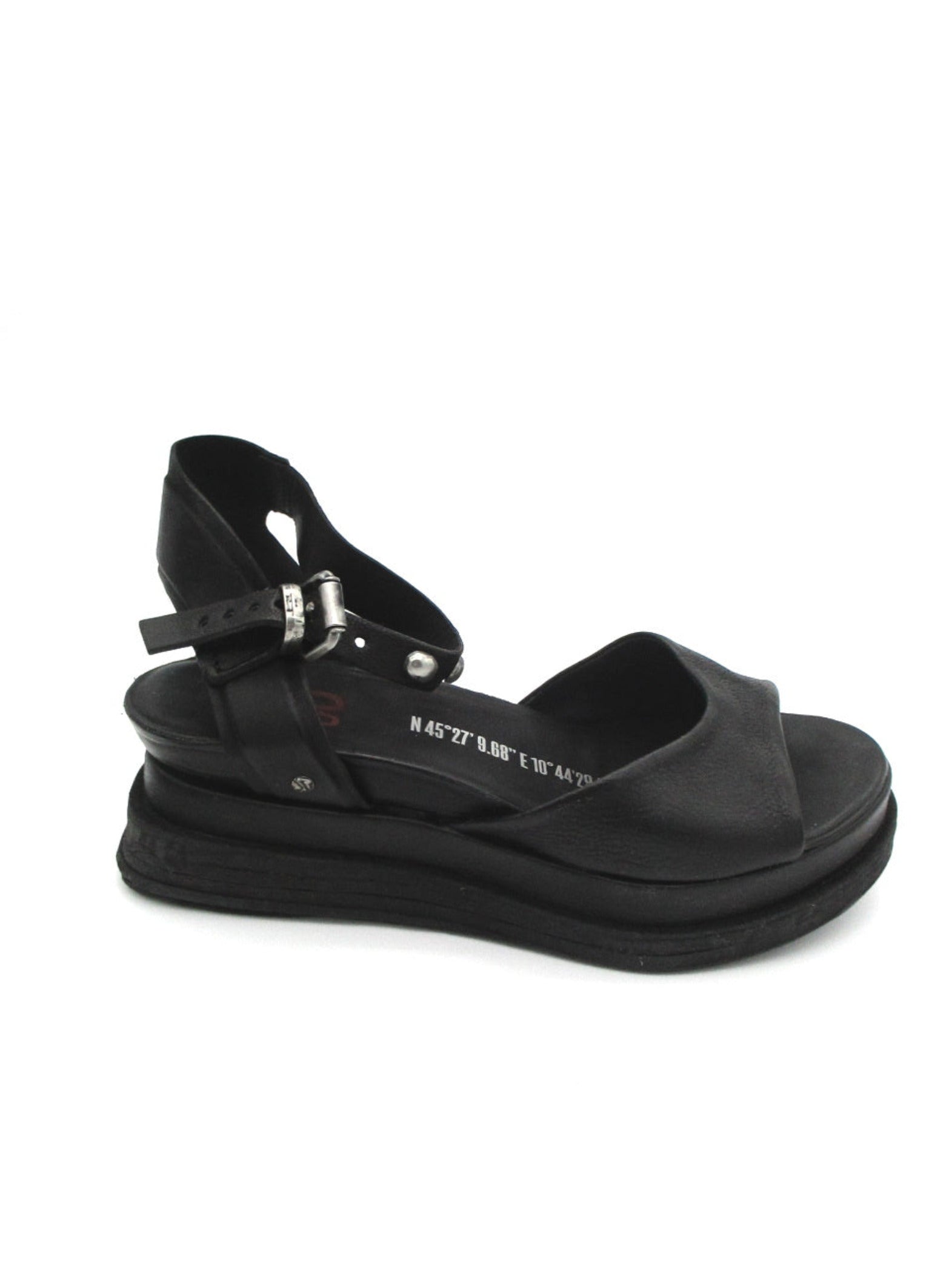 Sandalo zeppa pelle donna AS98 A15026 Nero