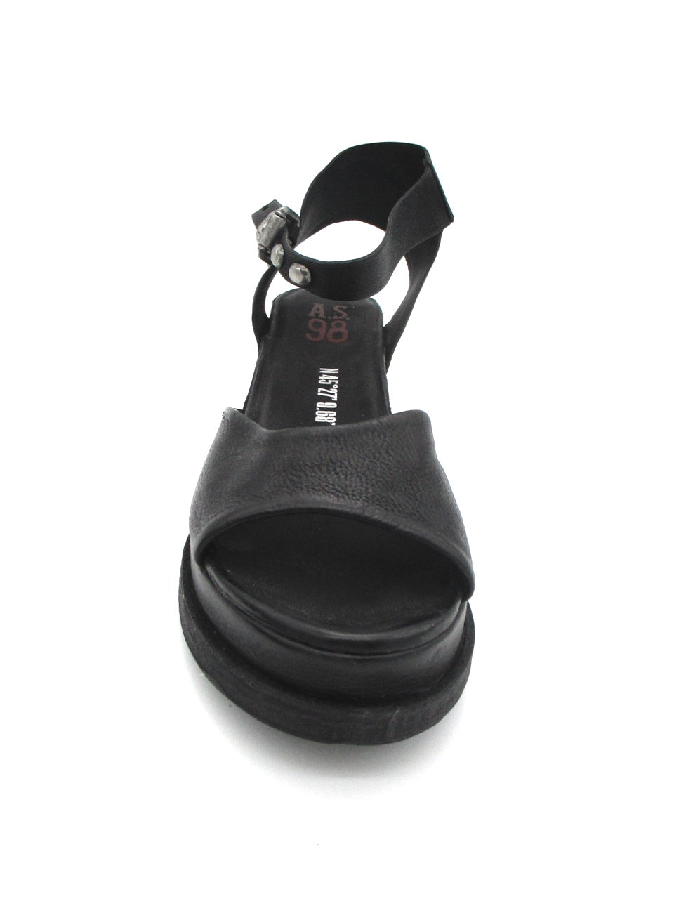 Sandalo zeppa pelle donna AS98 A15026 Nero