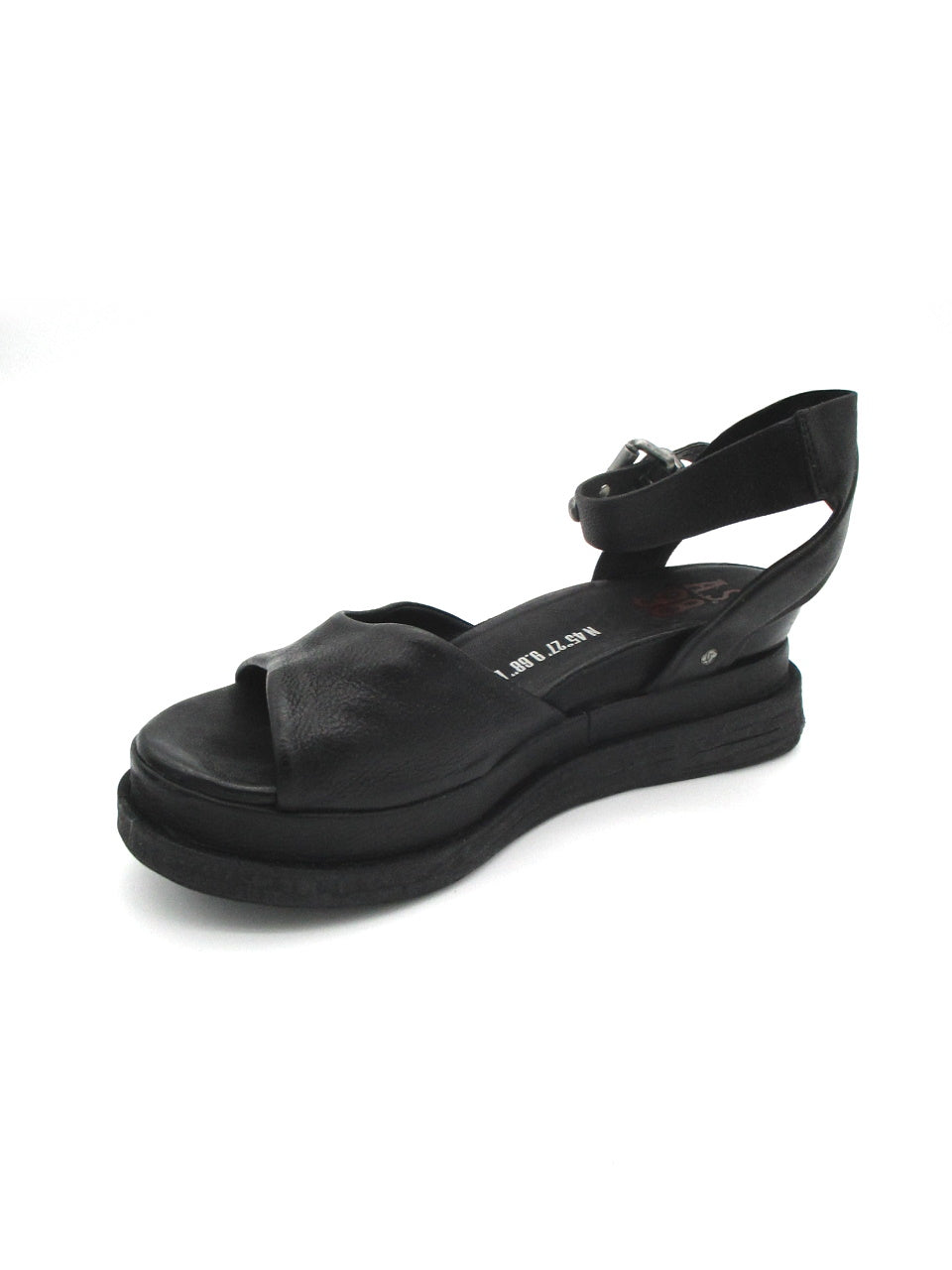 Sandalo zeppa pelle donna AS98 A15026 Nero