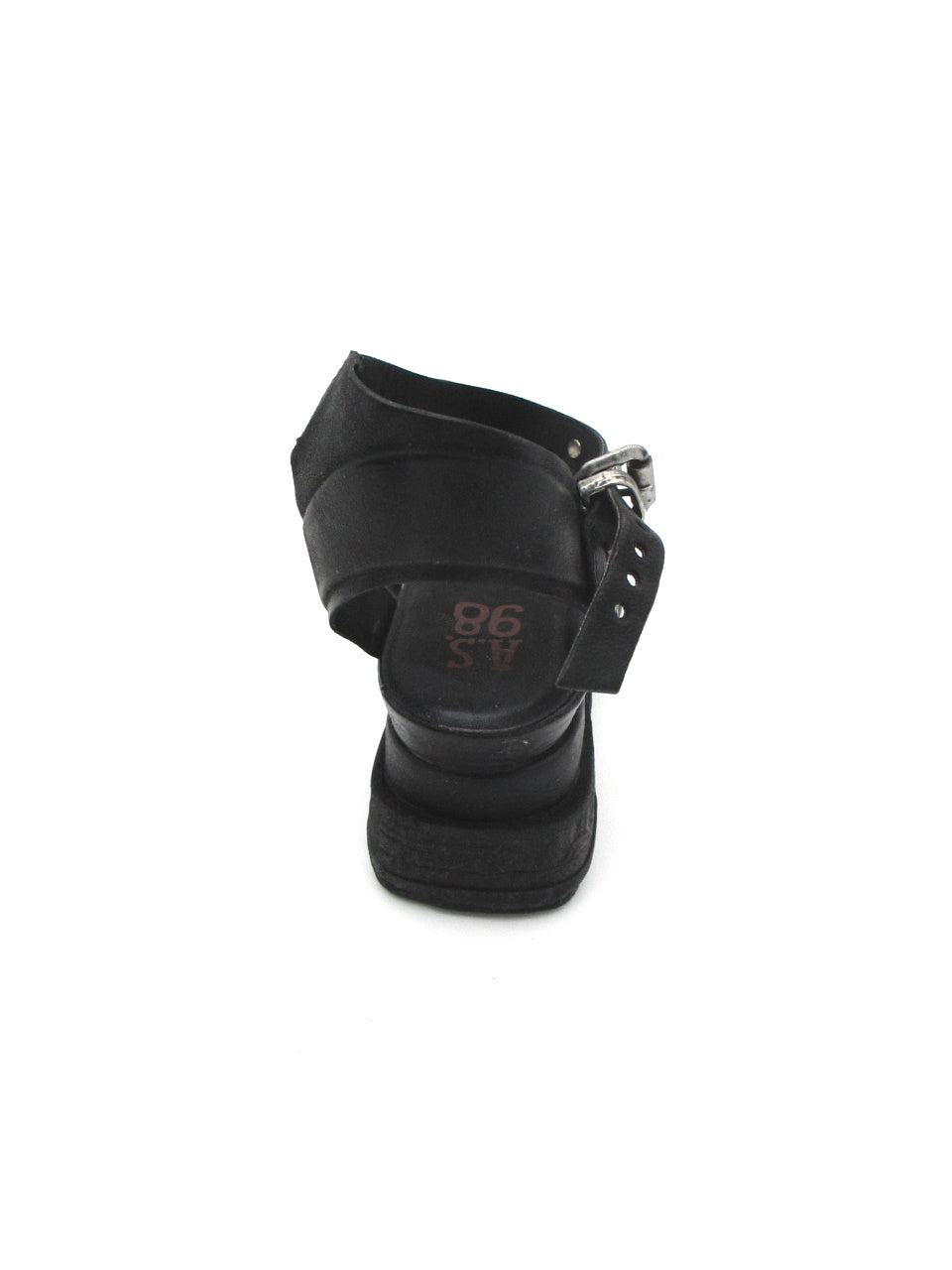 Sandalo zeppa pelle donna AS98 A15026 Nero