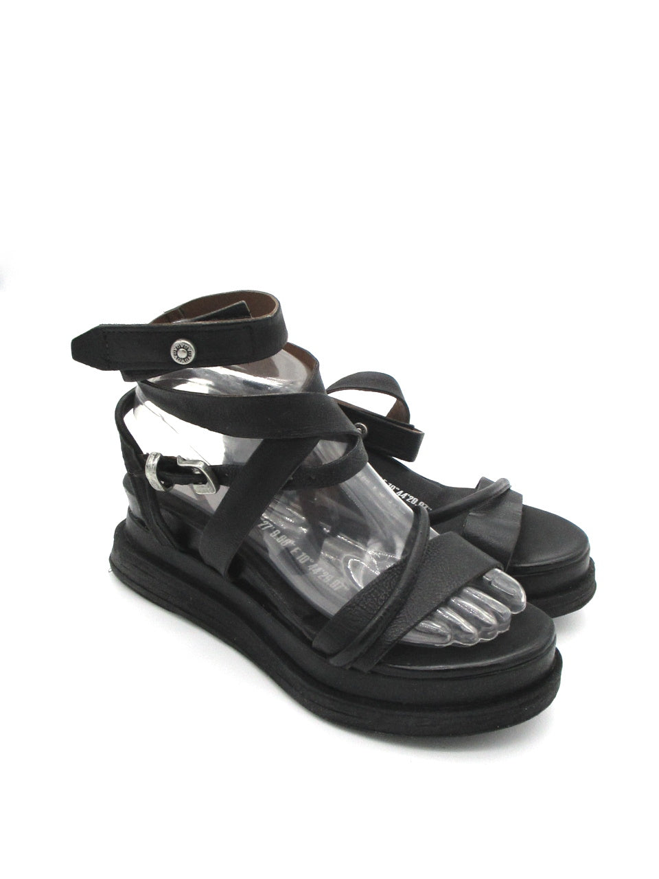 Sandalo zeppa pelle donna AS98 A15006 Nero