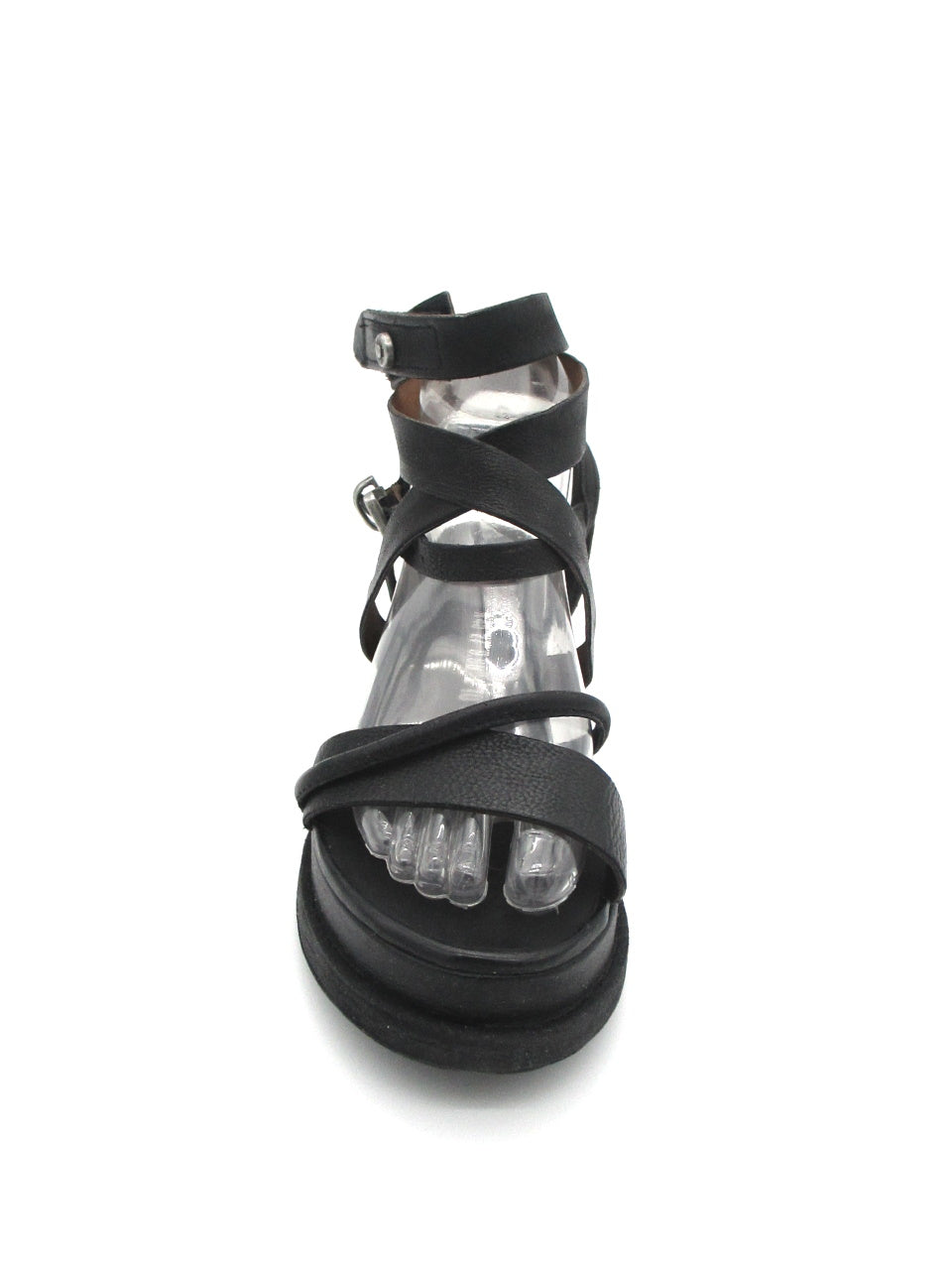 Sandalo zeppa pelle donna AS98 A15006 Nero