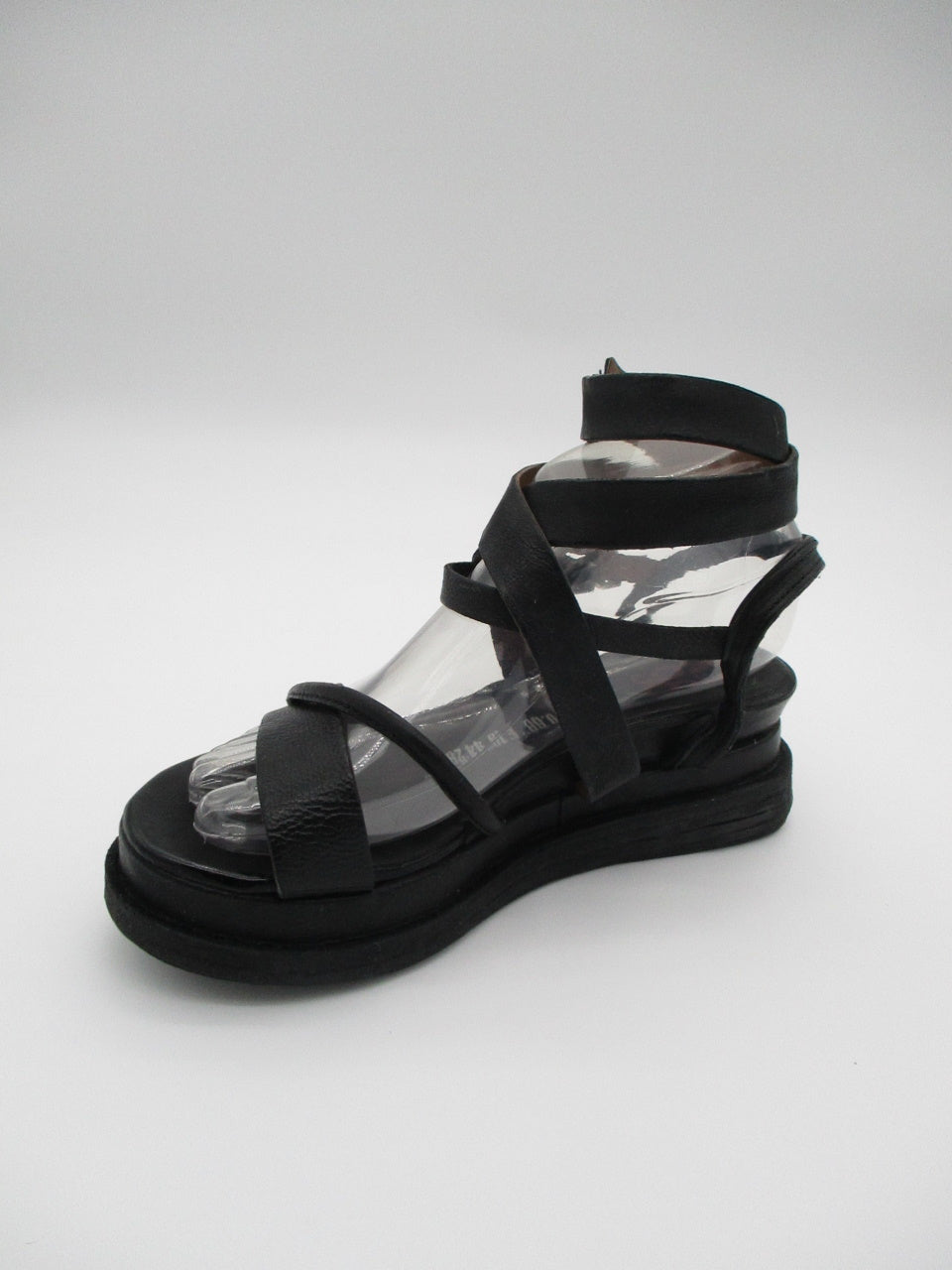 Sandalo zeppa pelle donna AS98 A15006 Nero