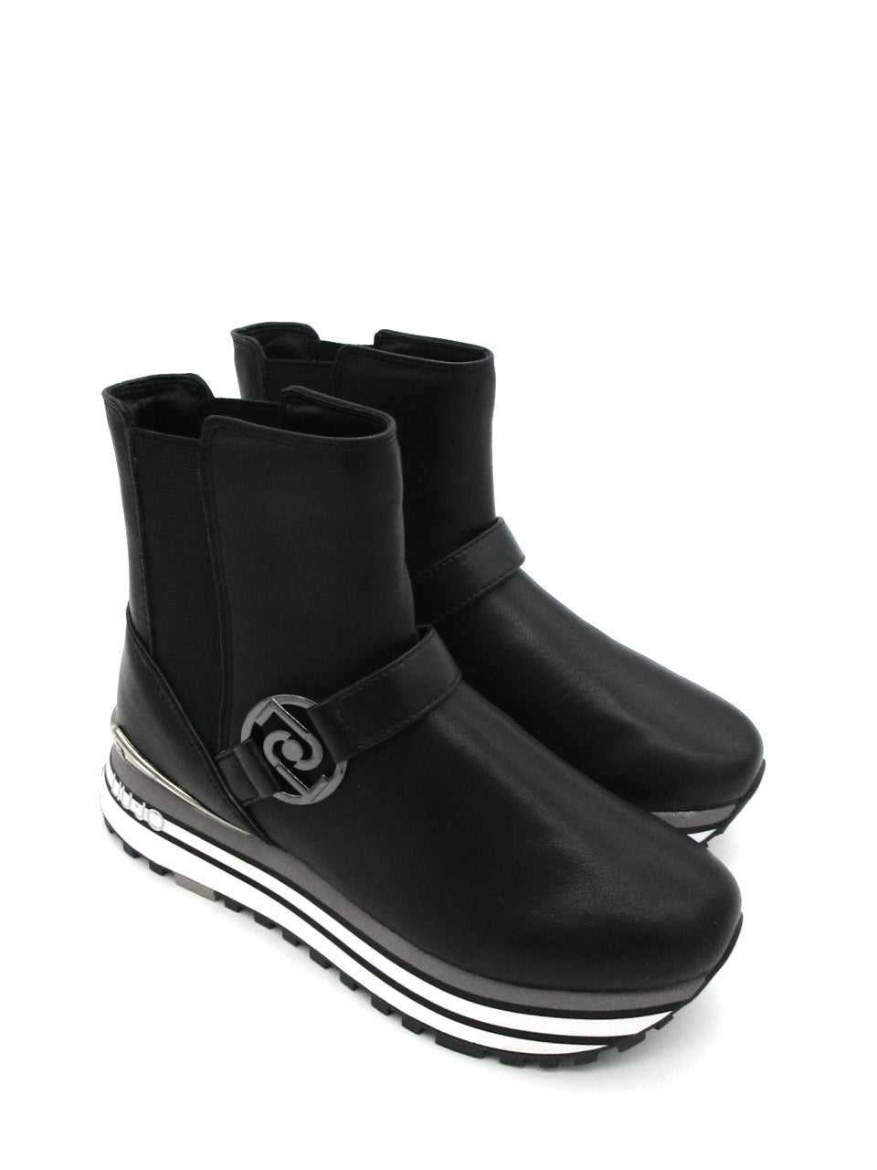 LIU JO Maxi Wonder 49 Calf Black leather ankle boot