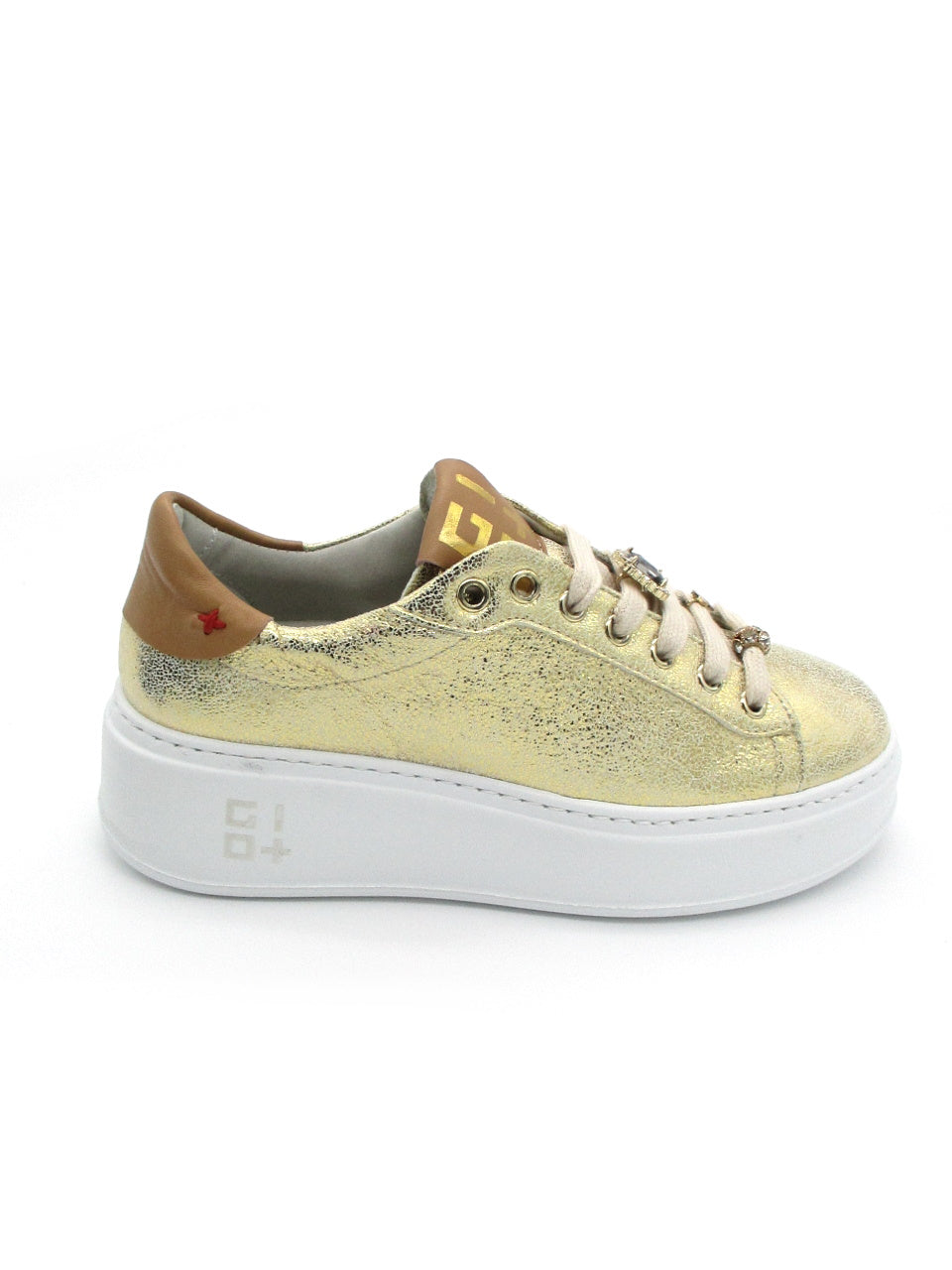 Sneaker pelle donna GIO+ PIA 20 laminato Platino