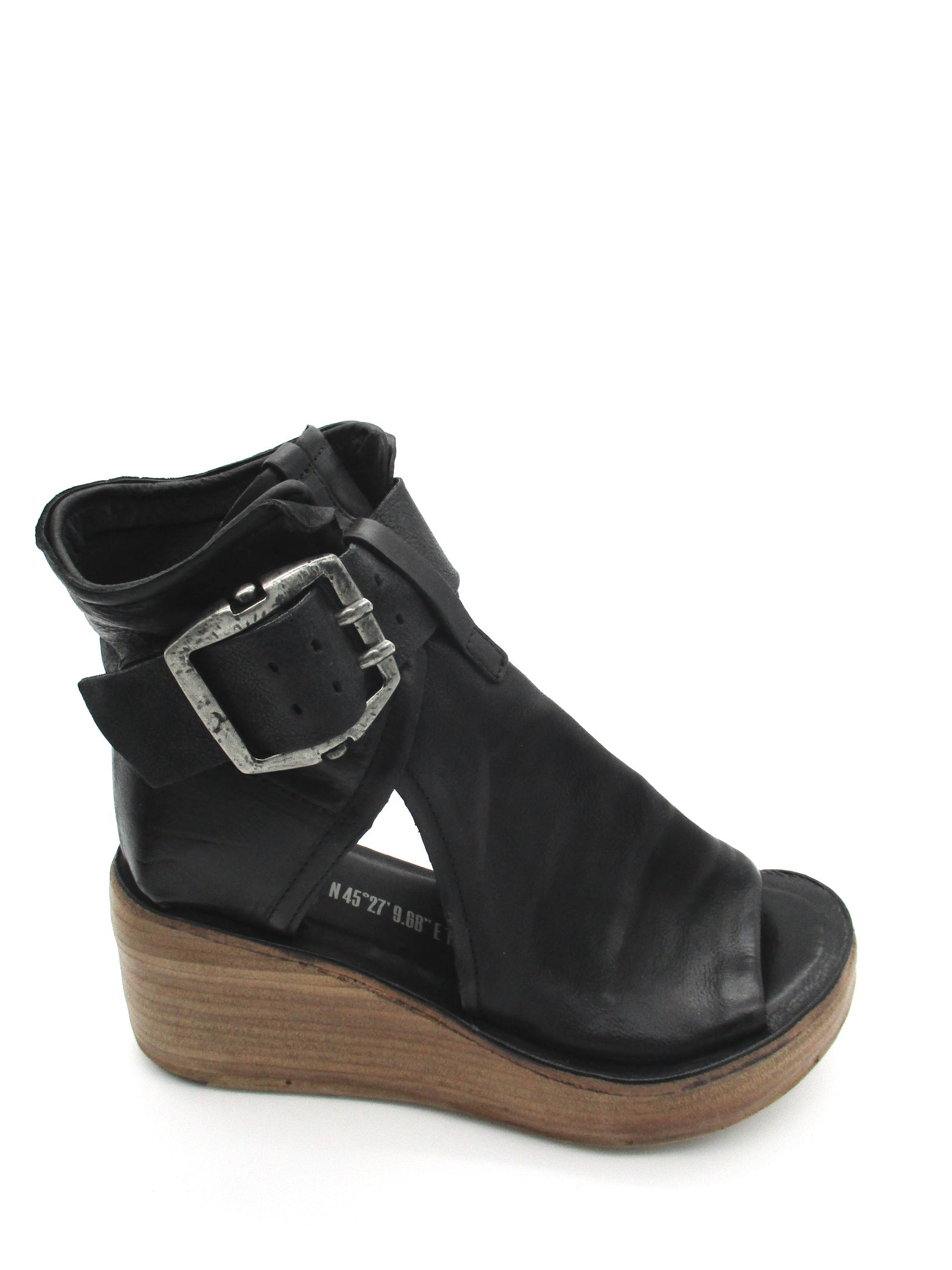 Sandalo zeppa in pelle donna AS98 Black -528036-