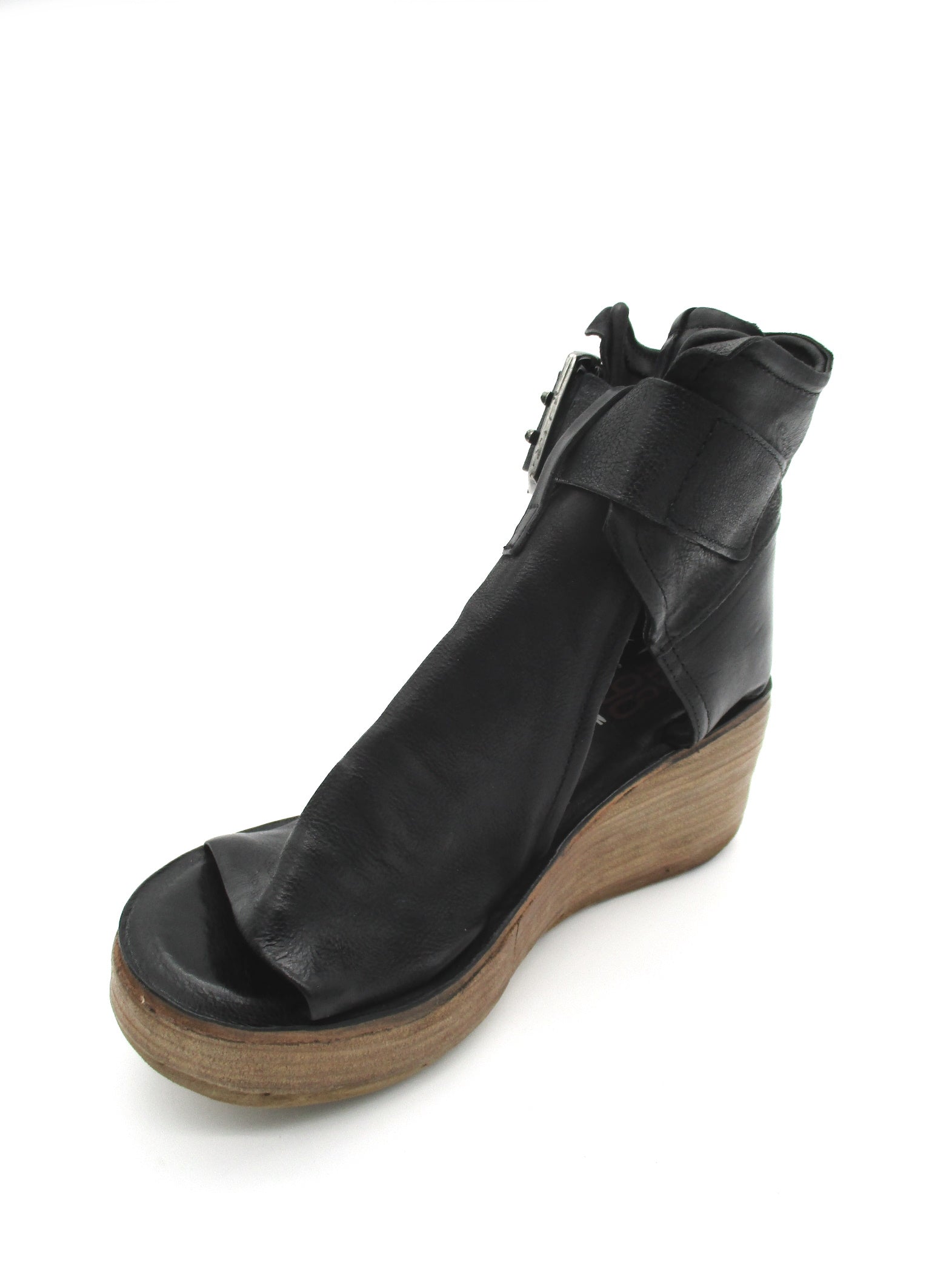 Sandalo zeppa in pelle donna AS98 Black -528036-